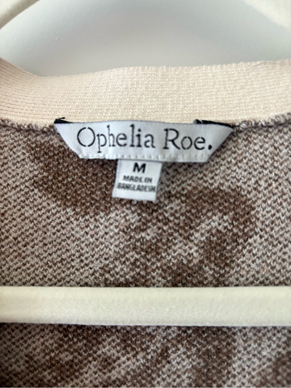 Ophelia Rae Cream and Brown Paisley V-Neck Cardigan - Picture 2 of 3